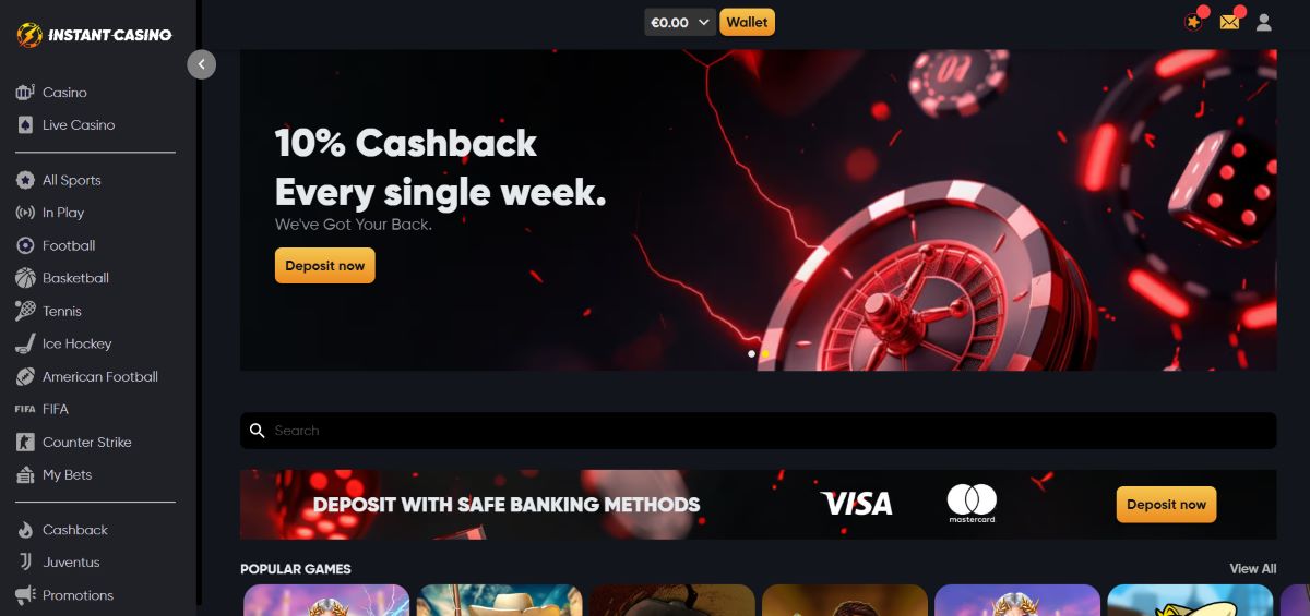 Instant Casino – Rychlé výběry a široká nabídka her