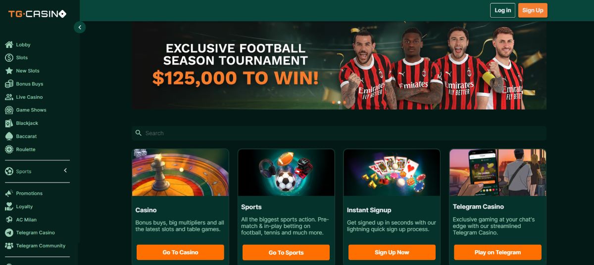 TG.Casino – Inovativní hry a krypto podpora